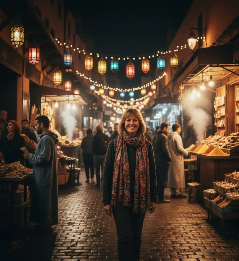 Married solo traveler walking alone while traveling abroad