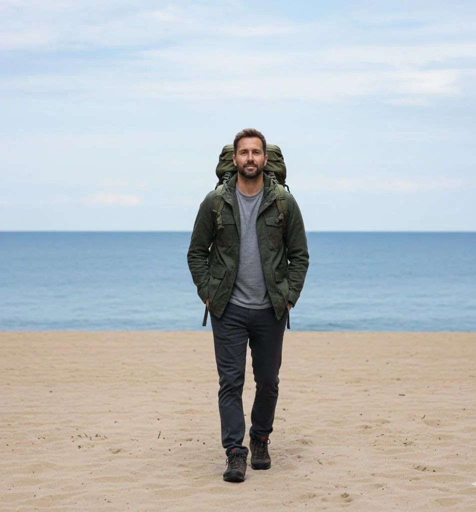 Solo traveler exploring a city independently during the day