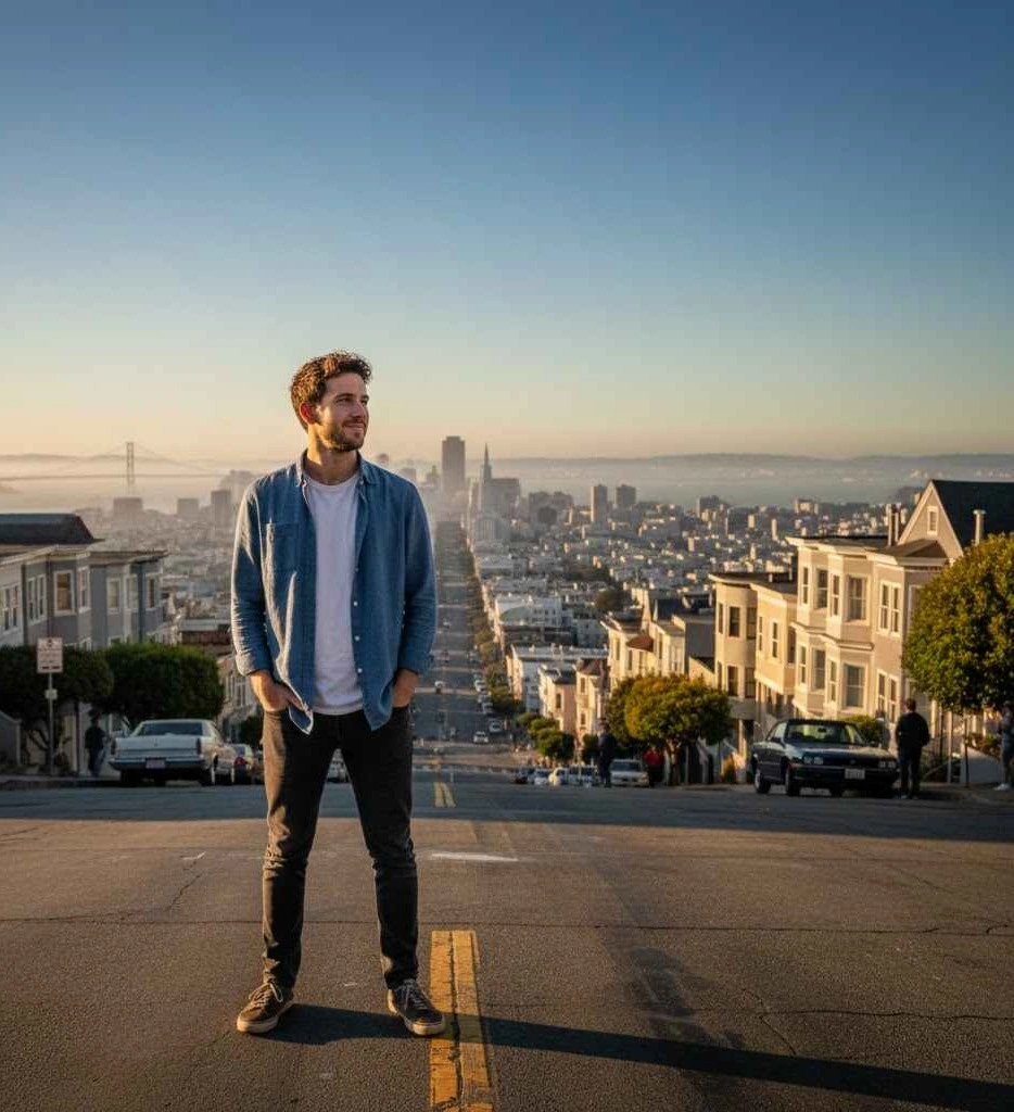 Solo traveler in Austin Texas music district