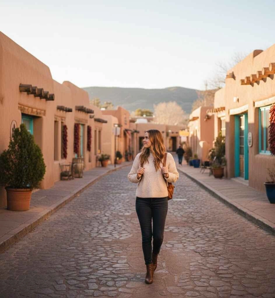 Solo traveler exploring Santa Fe New Mexico