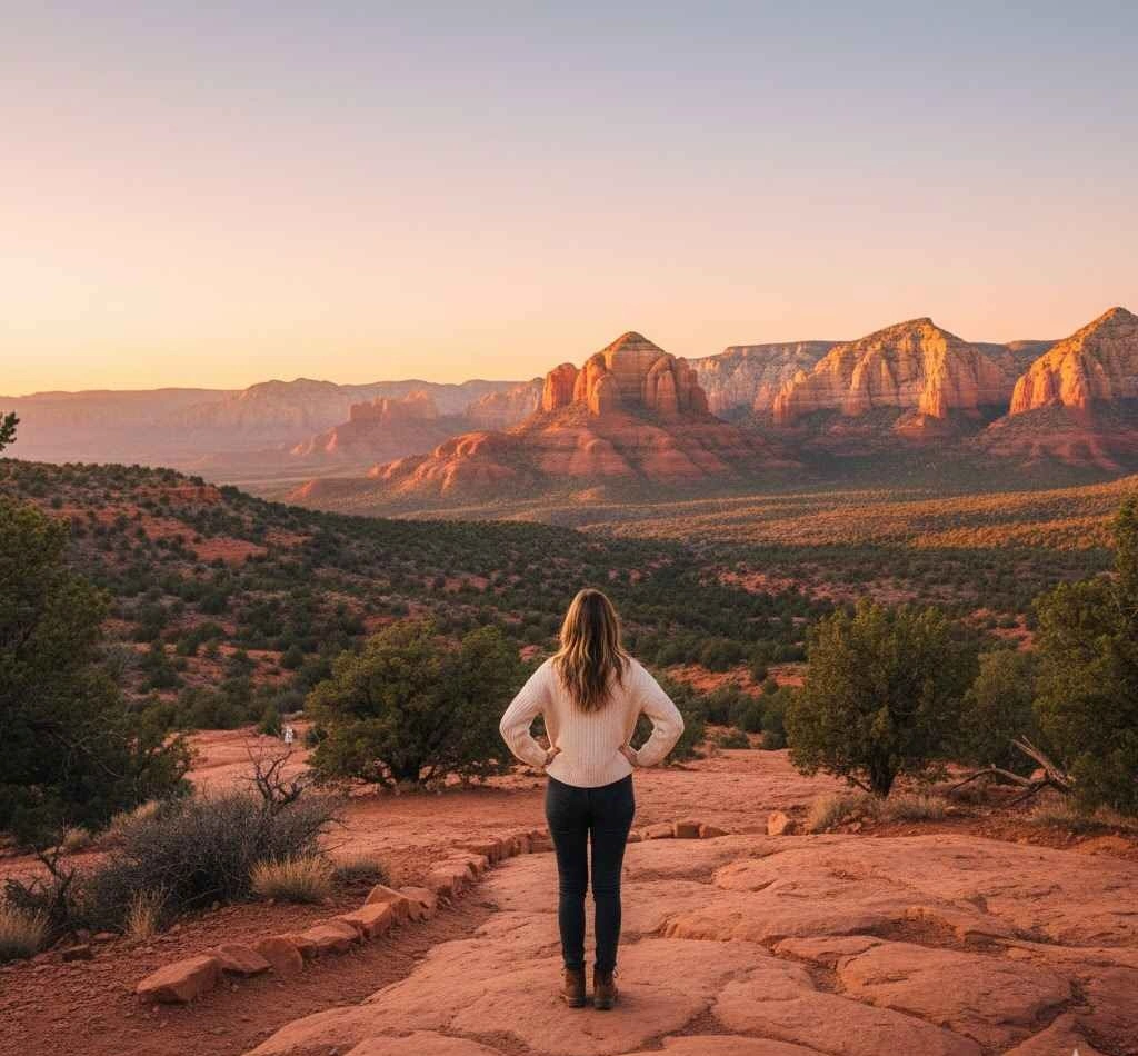 Solo traveler hiking in Sedona Arizona