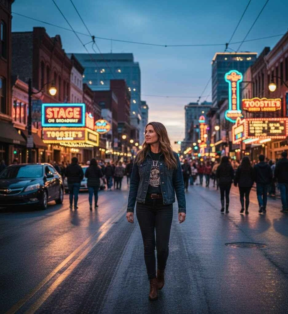 Solo traveler walking in Nashville Tennessee