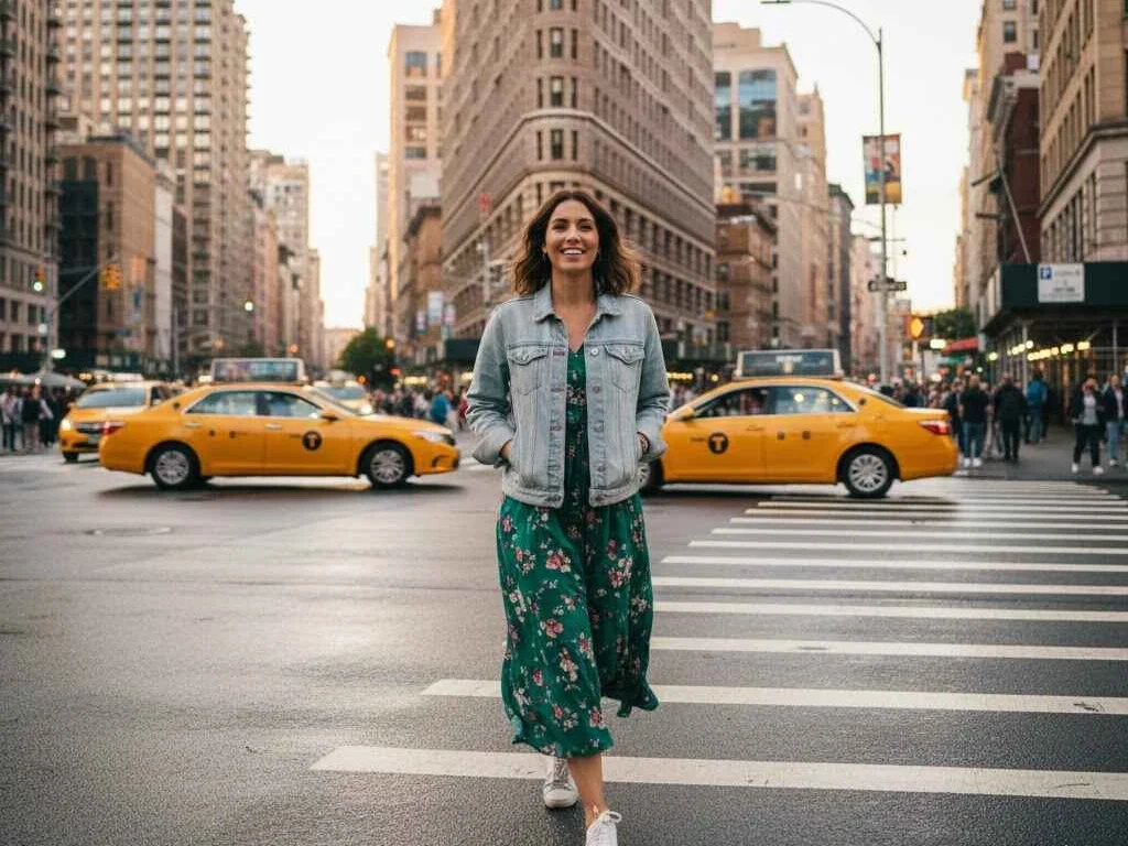 Solo traveler walking in New York City