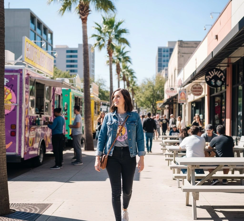 Solo weekend trip in Austin Texas with walkable streets and food trucks
