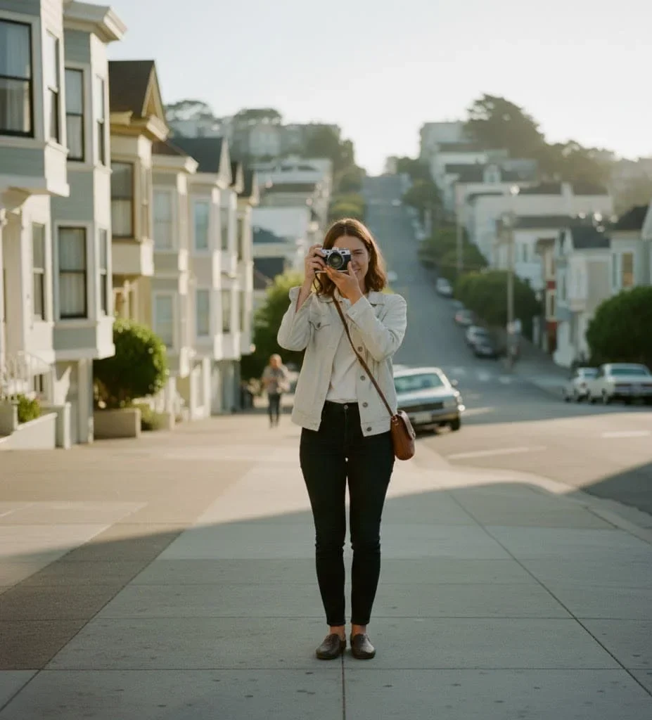 Walking through San Francisco streets during a budget solo trip