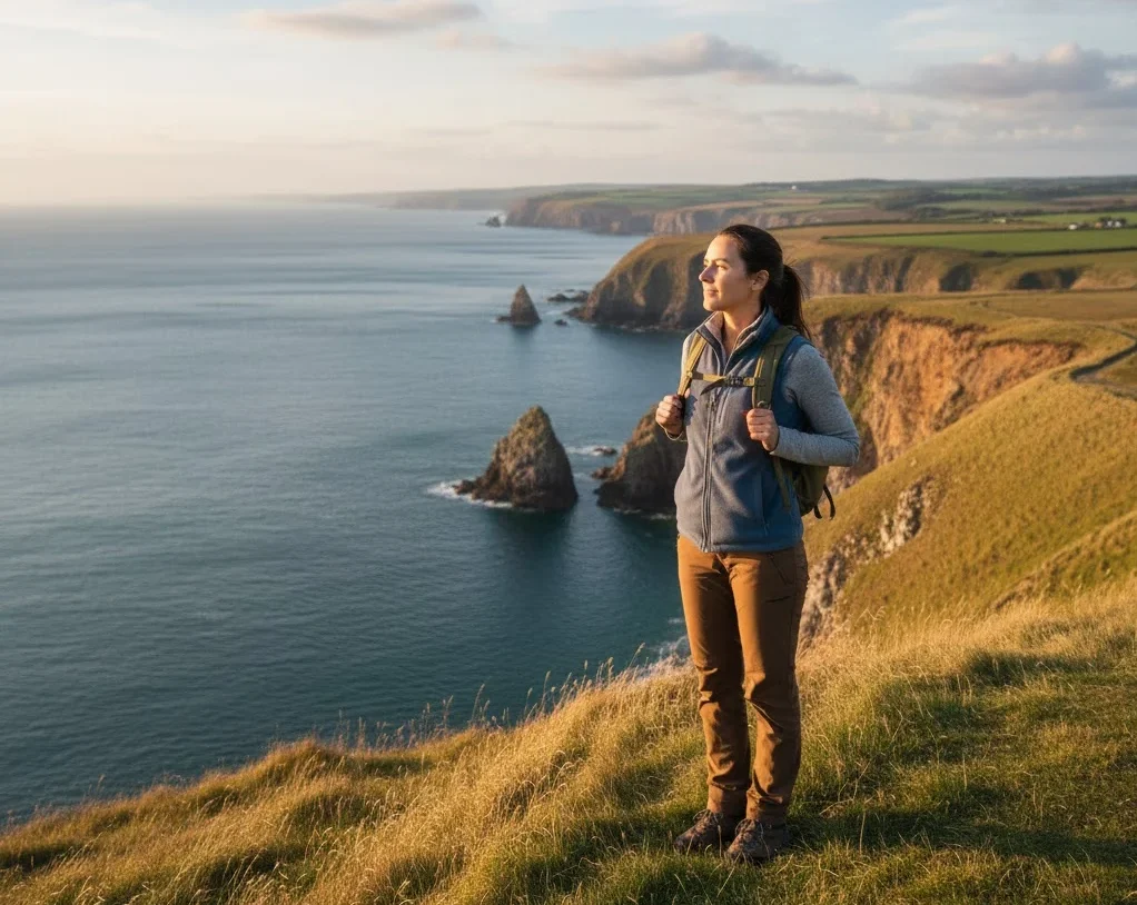 Solo female traveler enjoying a safe outdoor adventure trip