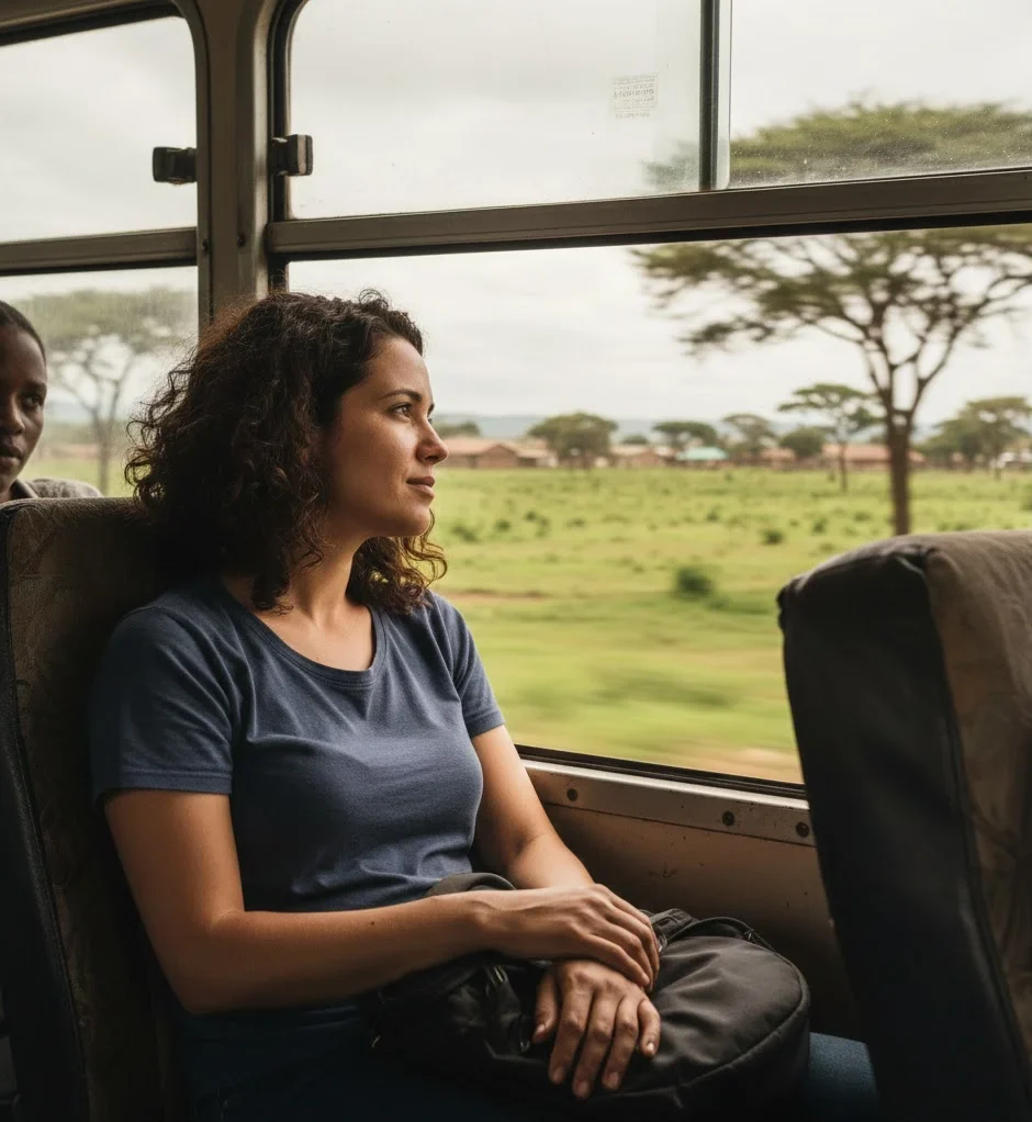 Solo traveler using local transport in Africa