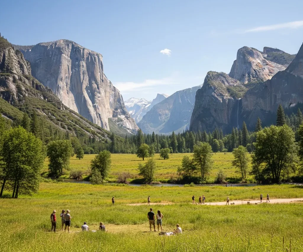 Yosemite Valley with granite cliffs