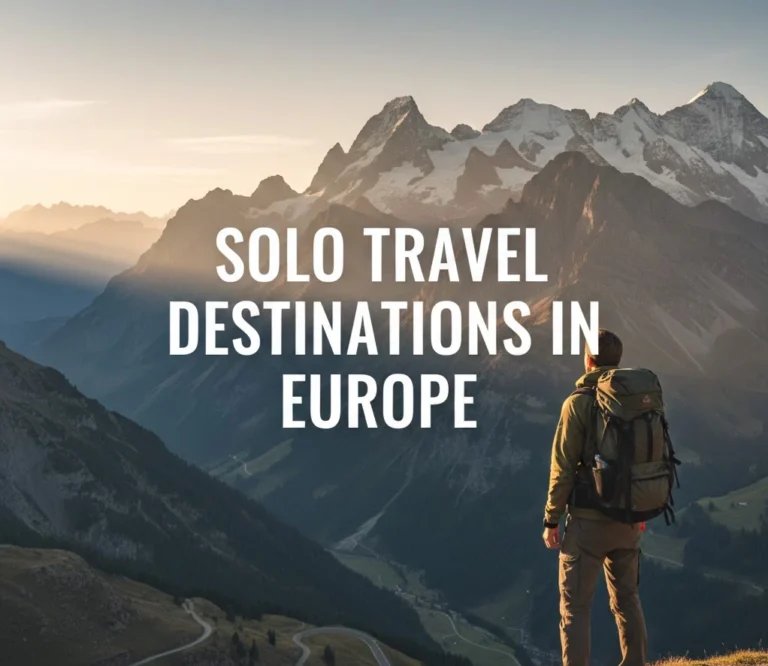 Solo traveler sitting by a river at sunrise in Europe during a solo trip