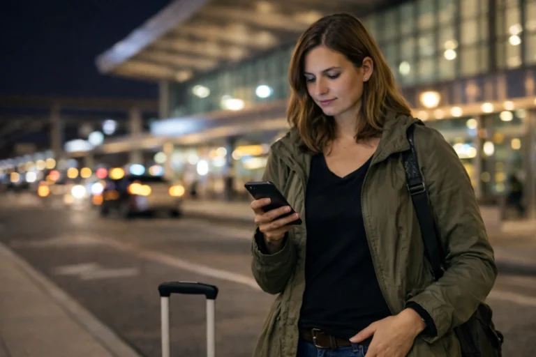solo-female-checking-phone-night