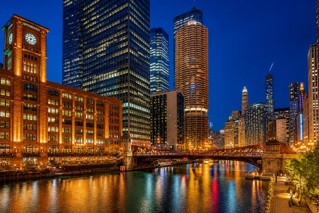 city skyline night view for quick solo weekend trip idea