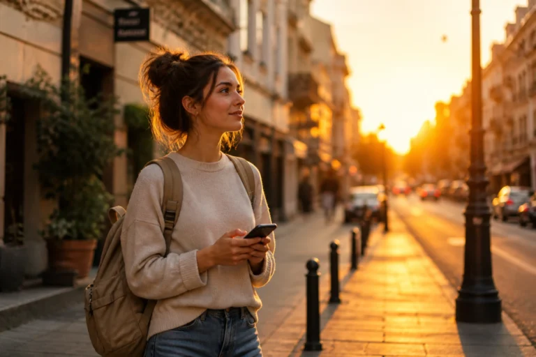 last-minute solo trip planning on city street