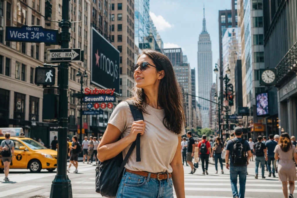 solo traveler exploring city street last minute trip